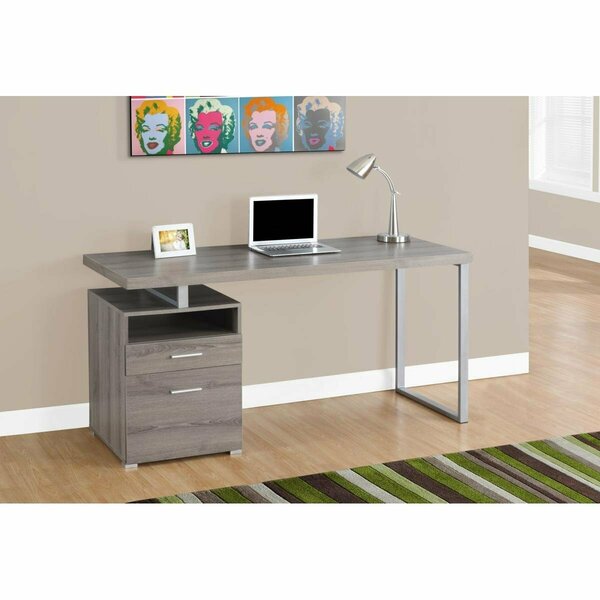 Daphnes Dinnette 60 in. Monarch Computer Desk with Silver Metal, Dark Taupe DA2444479